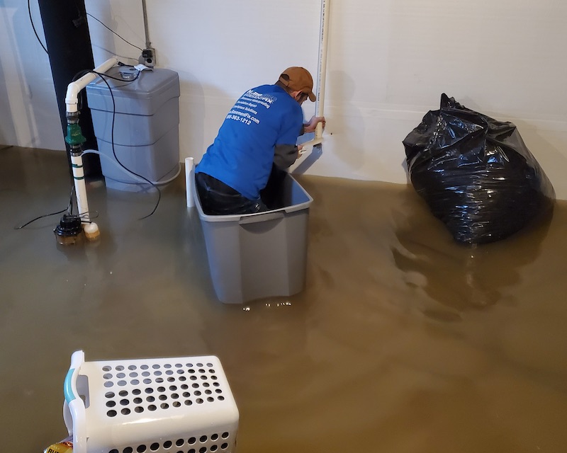 flooded basement from sump pump failure